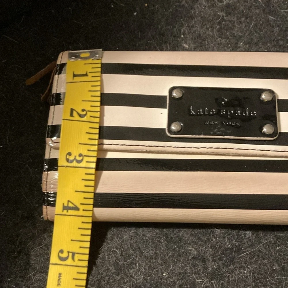 Black and white stripe Kate Spade trifold wallet